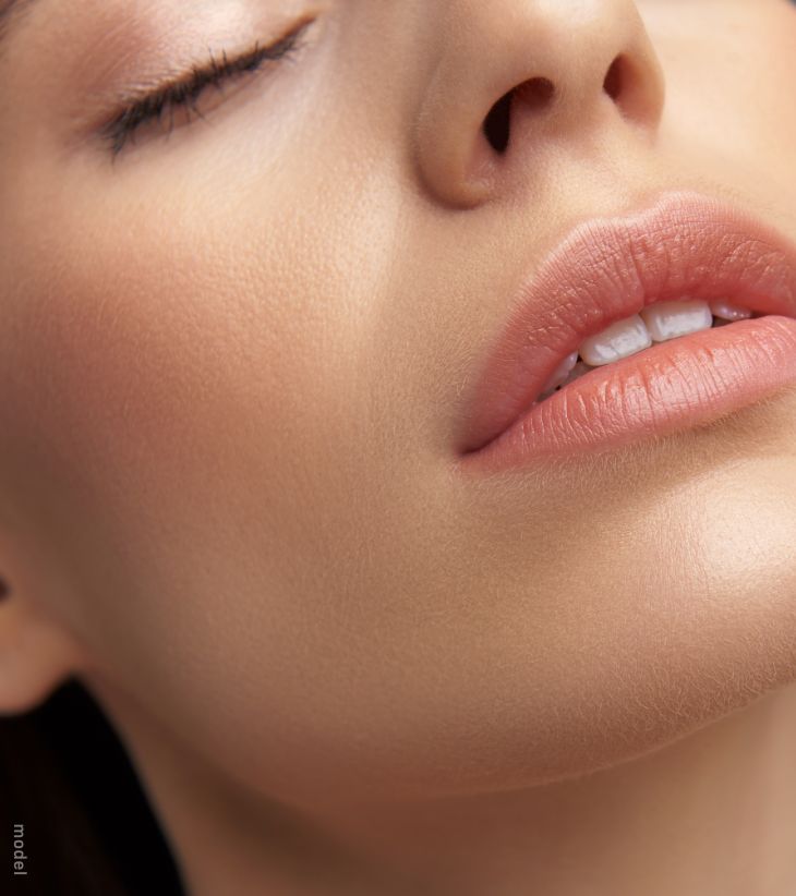 Closeup of a woman's face and skin texture